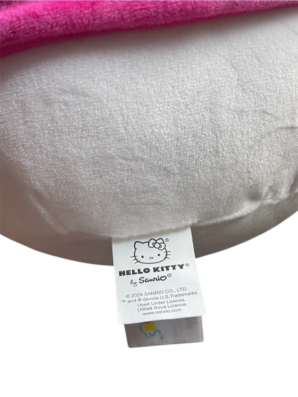 Sanrio Hello Kitty Plush in Bright Pink Hood with Yellow Bow - Picture 3 of 4
